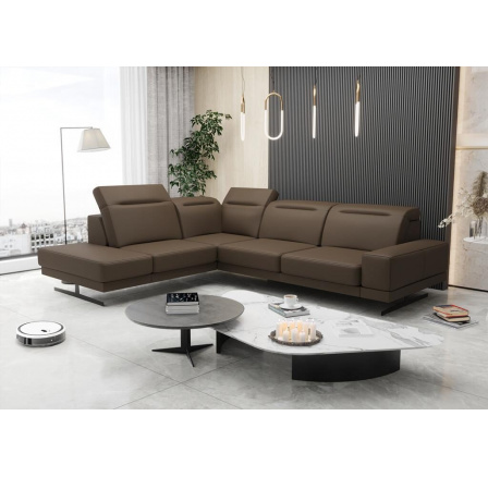Rohová kožená sedací soupravaFIORE 265x220 cm - hnědá , levá
