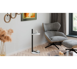 Pomocný stolek Claro kulatý průměr 30 cm - různé barvy na výběr - Světlý Beton, Matná černá