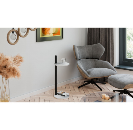 Pomocný stolek Claro kulatý průměr 30 cm - různé barvy na výběr - Světlý Beton, Matná černá