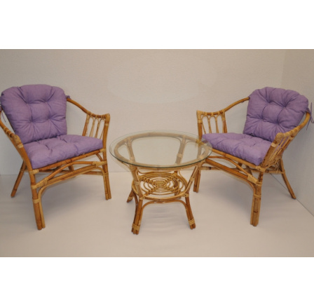Ratanová sedací souprava Subaliu - polstry fialový melír Ratanová sedací souprava Subaliu - polstry fialový melír