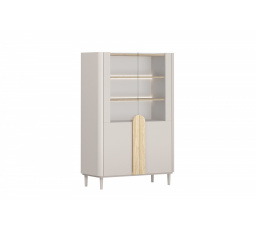 AMILIO VITRÍNA 100 2D - kašmír / olejovaný dub / úchyty světlý dub / nohy kašmír