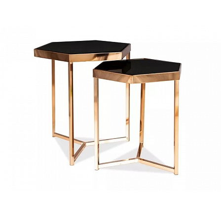 Konferenční stůl MILOS set 2 stolů, černá/šampaň