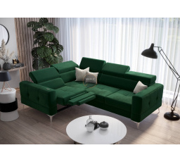 Rohová sedací souprava TOSCANIA , relax s funkcí spaní 185x250 - zelená , levá