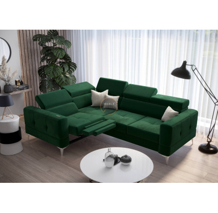 Rohová sedací souprava TOSCANIA , relax s funkcí spaní 185x250 - zelená , levá