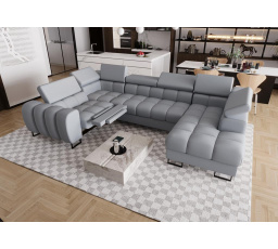 Rohová sedací souprava ASPEN MAX II , relax 198x350x170 cm přírodní kůže - šedá kůže , levá