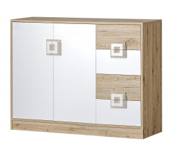 Komoda NICO 08, Světlý Dub/Bílá/Světlý Dub