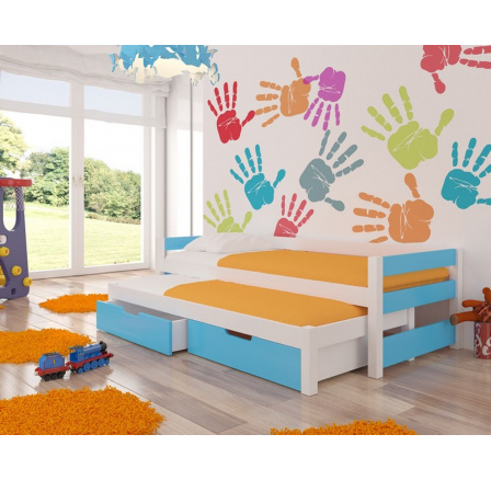 Dvojlůžko s matracemi FRAGA White+Blue