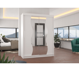 Posuvná skříň se zrcadlem RENZO 150 Bílá+Bílá