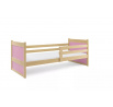 Dětská postel RICO 90x190 cm, bez matrace, Přírodní/Růžová