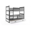 Dětská patrová postel RICO se šuplíkem 90x200 cm, bez matrace, Grafit/Bílá