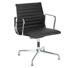 Konferenční křeslo. CH1081T, černá kůže, chrom