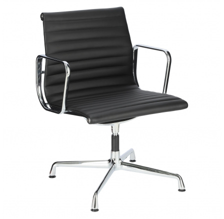Konferenční křeslo. CH1081T, černá kůže, chrom