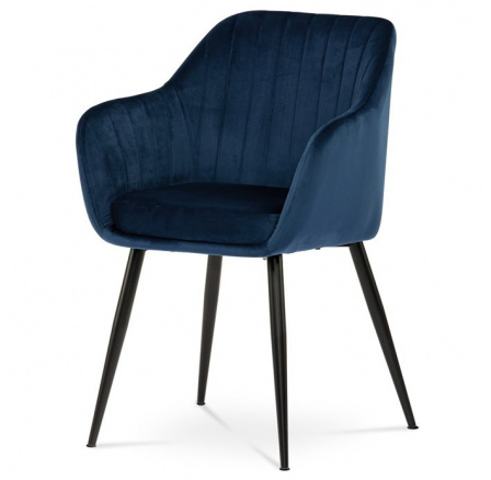Jídelní židle, modrá, sametová látka, PIKA BLUE4