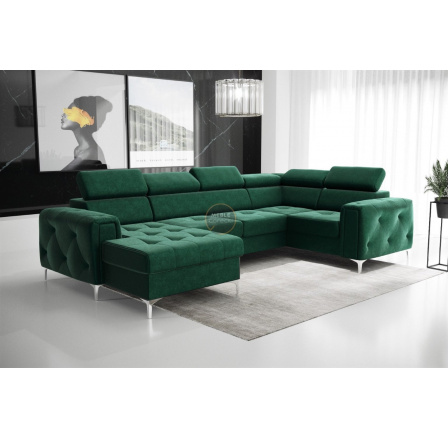 Rohová sedací souprava ORION MAX III s funkcí spaní 165x320x185 cm - zelená , pravá