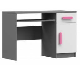 Psací stůl SMYK II - 08, Šedá/Bílá/Růžová