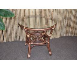 Stolek Bahama světle hnědý se sklem