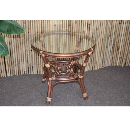 Stolek Bahama světle hnědý se sklem