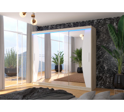 Posuvná skříň se zrcadlem a LED osvětlením DIEGO 250 Sonoma+White