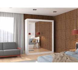 Posuvná skříň se zrcadlem ETTORE 180 Bílá+Bílá