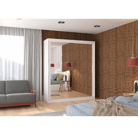 Posuvná skříň se zrcadlem ETTORE 180 Bílá+Bílá