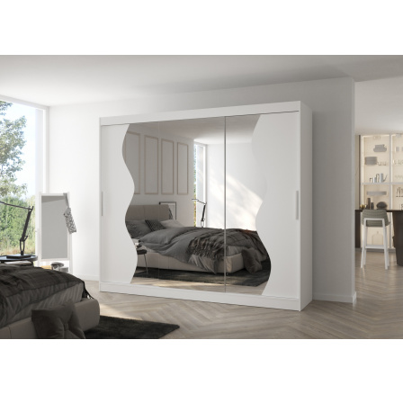 Posuvná skříň se zrcadlem SHARON 250 Bílá+Bílá