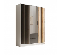 Šatní skříň Neri 150 s dveřmi a zrcadly Bílá+Černá