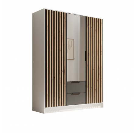 Šatní skříň Neri 150 s dveřmi a zrcadly Bílá+Černá Šatní skříň Neri 150 s dveřmi a zrcadly Bílá+Černá