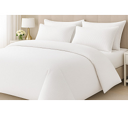 Hotelové povlečení 140x200, 70x90cm Atlas gradl  Bílý - česaný 145g/m2, proužek 4 mm nitěný knoflík