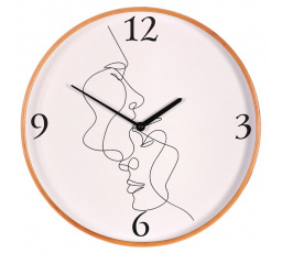 Hodiny nástěnné - pr. 40 cm, MDF a dřevěný rám, motiv tváří