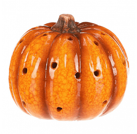 Dýně s otvory - keramika, LED osvětlení, žlutá