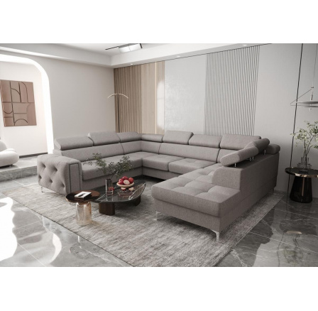 Rohová sedací souprava ORION MAX I s funkcí spaní 225X350X255 cm - šedá , levá