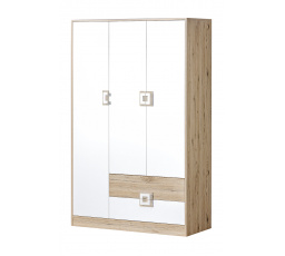 Šatní skříň NICO 03, Světlý Dub/Bílá/Světlý Dub