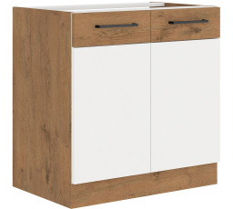 Dolní skřínka VEGAS - 80 ZL 2F BB, Dub Lancelot / Bílý lesk