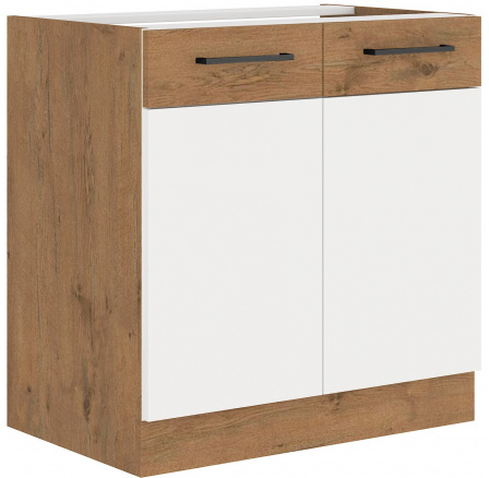 Dolní skřínka VEGAS - 80 ZL 2F BB, Dub Lancelot / Bílý lesk