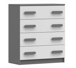 Komoda 4S SMYK II - 02, Šedá/Bílá/Šedá