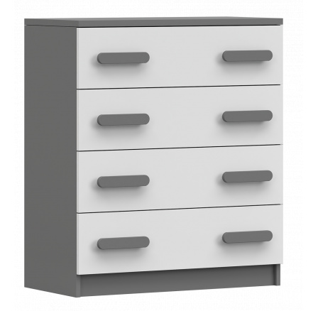 Komoda 4S SMYK II - 02, Šedá/Bílá/Šedá Komoda 4S SMYK II - 02, Šedá/Bílá/Šedá