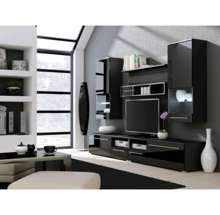 Obývací stěna LUNA - černá-černá Obývací stěna LUNA - černá-černá