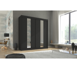 Posuvná skříň se zrcadlem BALTON 200 Černá+Černá