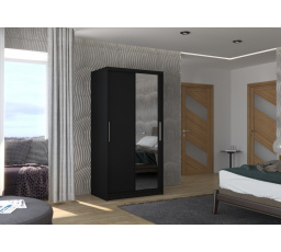 Posuvná skříň se zrcadlem BAROS 100 Černá+Černá