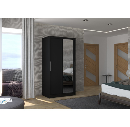 Posuvná skříň se zrcadlem BAROS 100 Černá+Černá