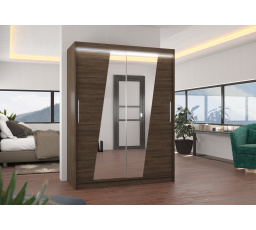 Posuvná skříň se zrcadlem a LED osvětlením BOLTON 150 Choco+Choco
