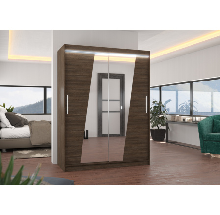 Posuvná skříň se zrcadlem a LED osvětlením BOLTON 150 Choco+Choco Posuvná skříň se zrcadlem a LED osvětlením BOLTON 150 Choco+Choco