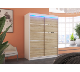 Posuvná skříň s LED osvětlením LUFT 150 Bílá+Sonoma