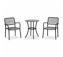 Balkónový set, kov, polyratan, šedá, AZ-L1103 GREY