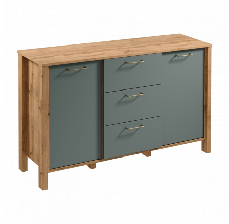 Komoda INDYGO K2D3S, Dub Wotan/Zelená