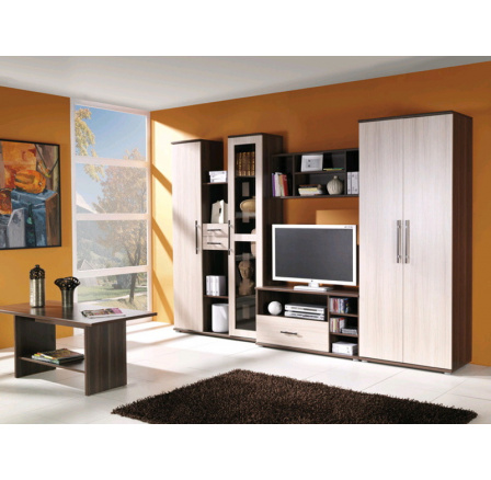 Obývací stěna INEZ PLUS, Jasan tmavý/Jasan světlý Obývací stěna INEZ PLUS, Jasan tmavý/Jasan světlý