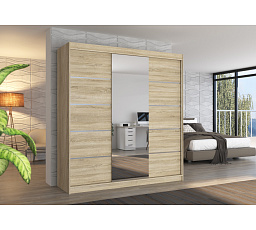 Posuvná skříň se zrcadlem BERGEN 200 Sonoma+Sonoma