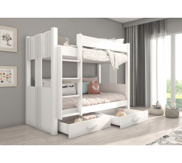 Dvoulůžková patrová postel s matracemi ARTA 180x80 Bílá+Bílá
