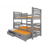 Třílůžková patrová postel s matracemi SORIA Gray