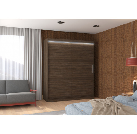 Posuvná skříň s LED osvětlením LINCOLN 180 Choco+Choco
